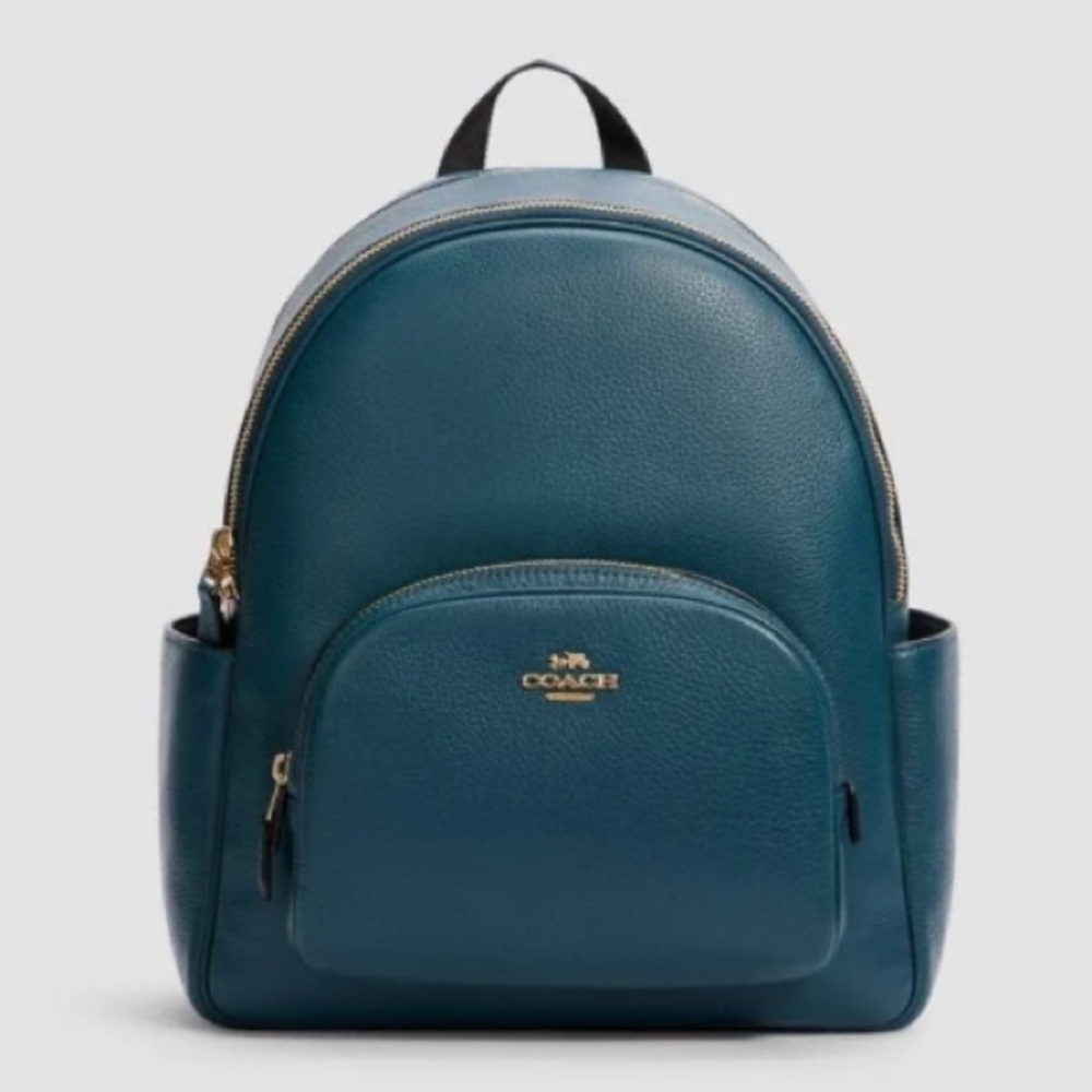 Final SALE！NEW without tag Coach Court Backpack In Peacock Pebbled Leather！